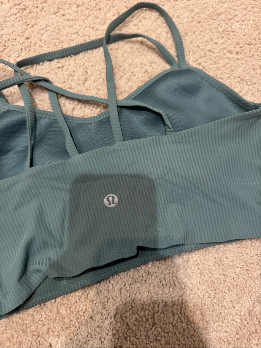 lululemon athletica Strappy Ribbed Sports Bra - Dusty Teal